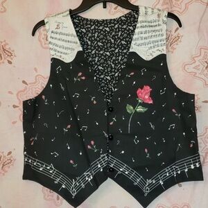 “SEND UR PRICE?” Vintage Musical Notes & Roses Handmade Vest…🎼🎵🎶